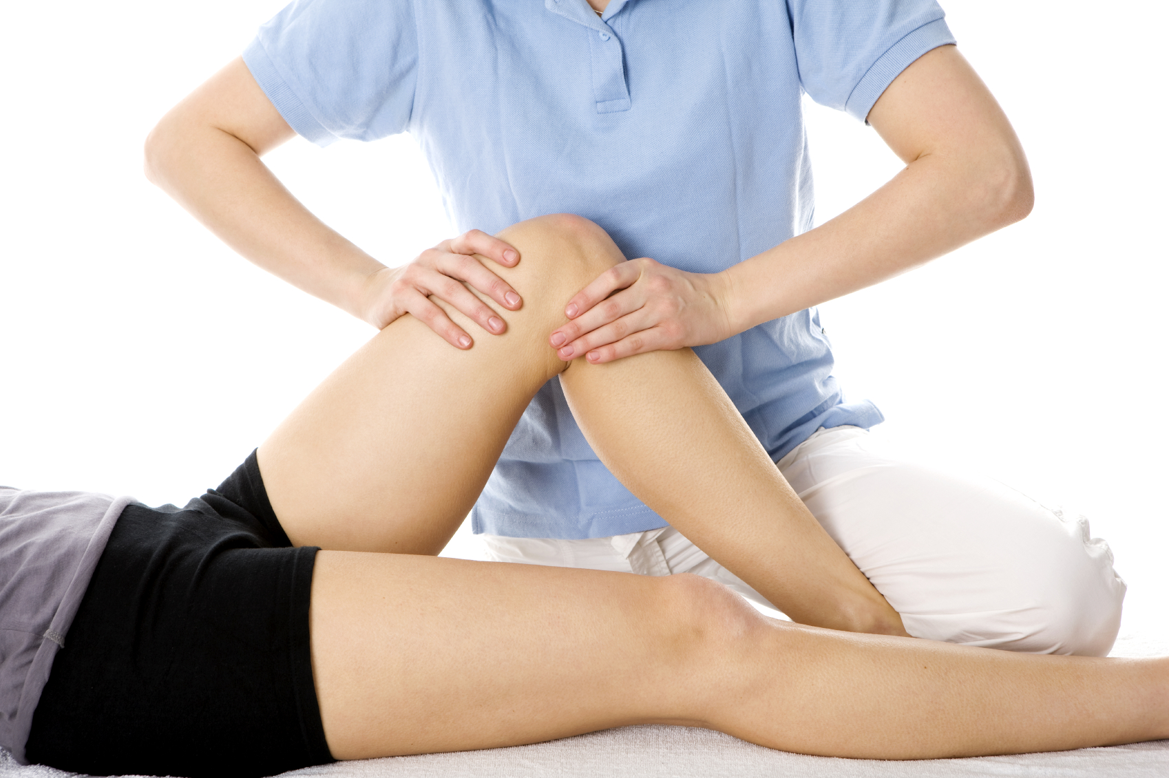 Hands-on physiotherapy treatment for a patient's knee